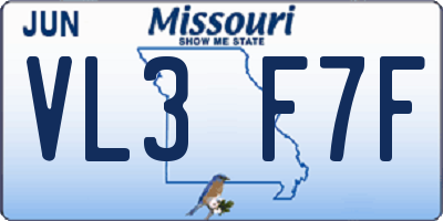 MO license plate VL3F7F