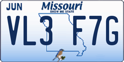 MO license plate VL3F7G