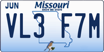 MO license plate VL3F7M