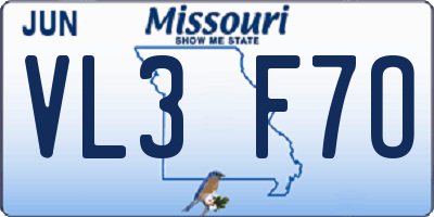 MO license plate VL3F7O