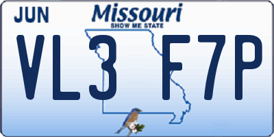 MO license plate VL3F7P