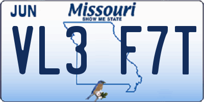 MO license plate VL3F7T