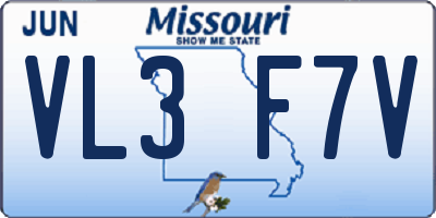 MO license plate VL3F7V