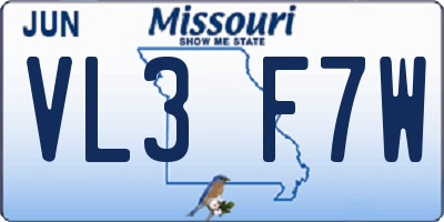 MO license plate VL3F7W
