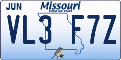 MO license plate VL3F7Z