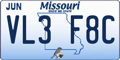 MO license plate VL3F8C