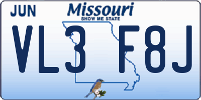 MO license plate VL3F8J