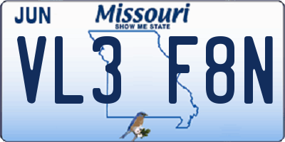 MO license plate VL3F8N