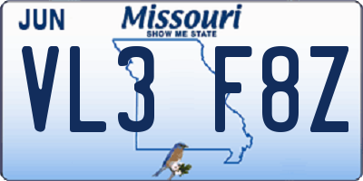 MO license plate VL3F8Z