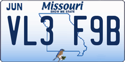 MO license plate VL3F9B