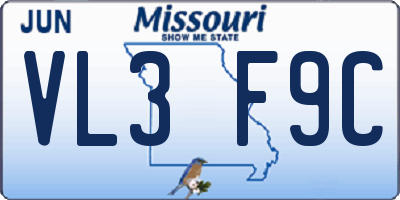 MO license plate VL3F9C