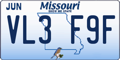 MO license plate VL3F9F