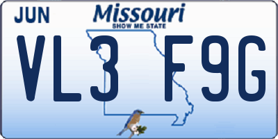 MO license plate VL3F9G