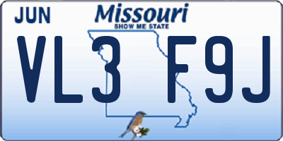 MO license plate VL3F9J