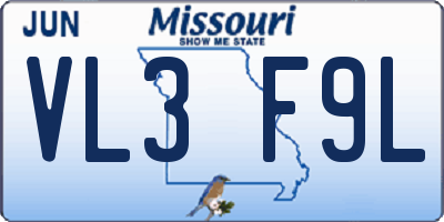 MO license plate VL3F9L