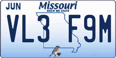 MO license plate VL3F9M