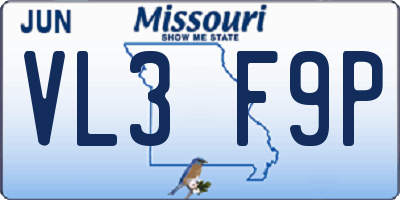 MO license plate VL3F9P