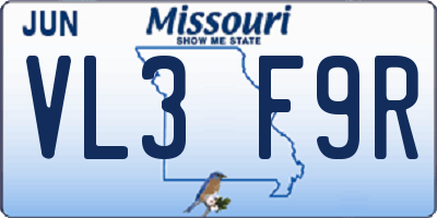 MO license plate VL3F9R