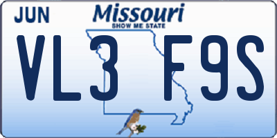 MO license plate VL3F9S