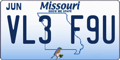 MO license plate VL3F9U