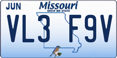 MO license plate VL3F9V