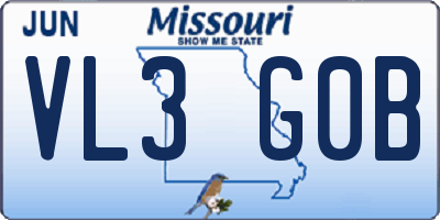 MO license plate VL3G0B