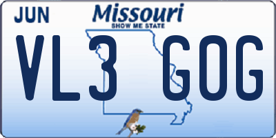 MO license plate VL3G0G