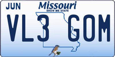 MO license plate VL3G0M