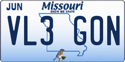 MO license plate VL3G0N
