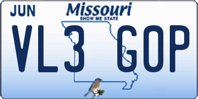 MO license plate VL3G0P