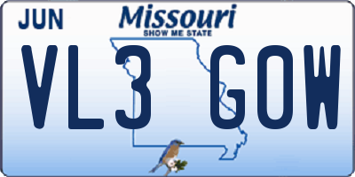 MO license plate VL3G0W