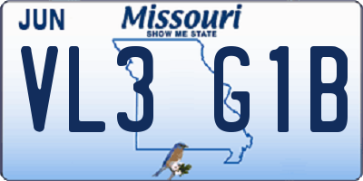 MO license plate VL3G1B