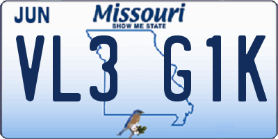 MO license plate VL3G1K