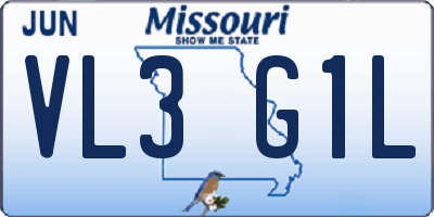 MO license plate VL3G1L