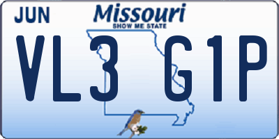 MO license plate VL3G1P