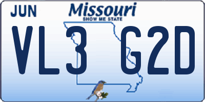 MO license plate VL3G2D