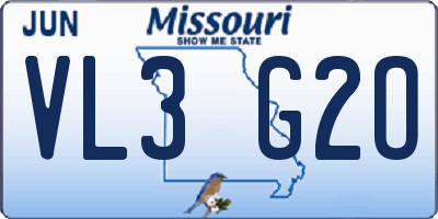 MO license plate VL3G2O