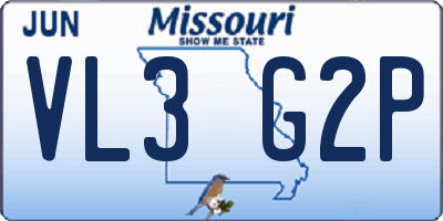 MO license plate VL3G2P