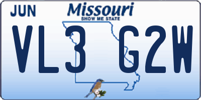 MO license plate VL3G2W