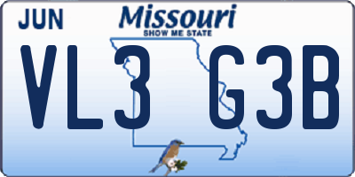 MO license plate VL3G3B
