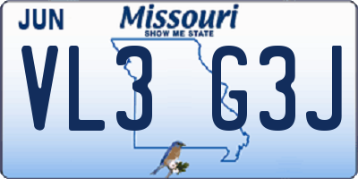 MO license plate VL3G3J