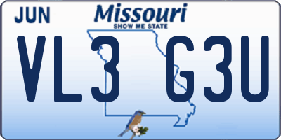 MO license plate VL3G3U