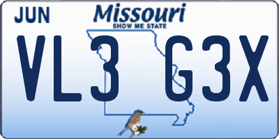 MO license plate VL3G3X