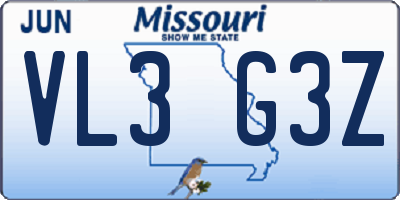 MO license plate VL3G3Z