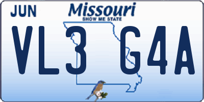 MO license plate VL3G4A