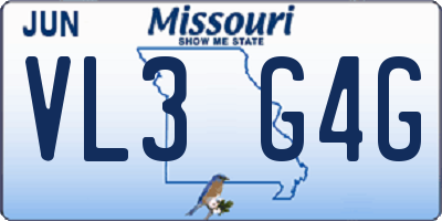 MO license plate VL3G4G
