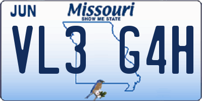 MO license plate VL3G4H