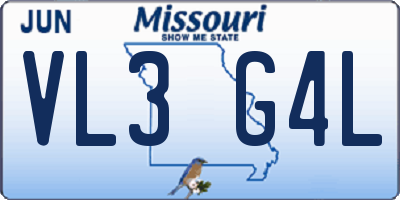 MO license plate VL3G4L