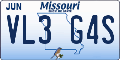 MO license plate VL3G4S