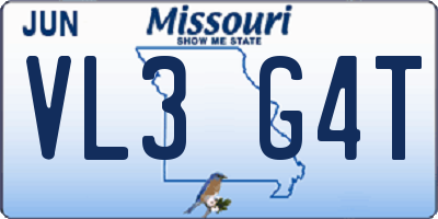 MO license plate VL3G4T
